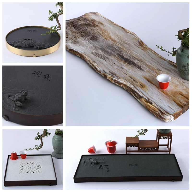 china design stone tea tray