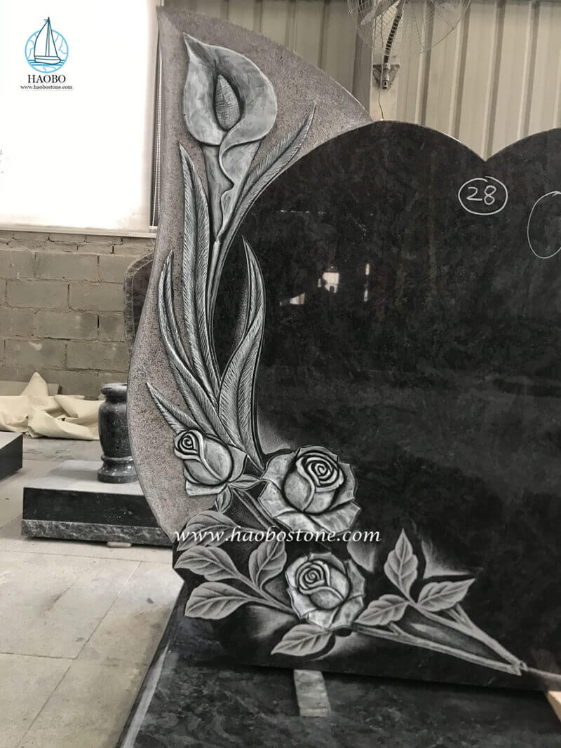 lily carved granite headstone