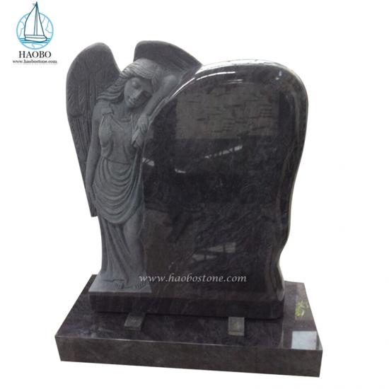 Bahama Blue Standing Angel Carved Headstone