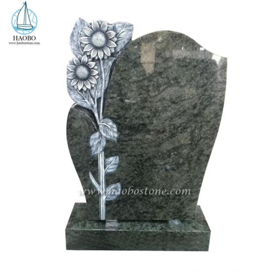 Antique Sunflower Carved Headstone