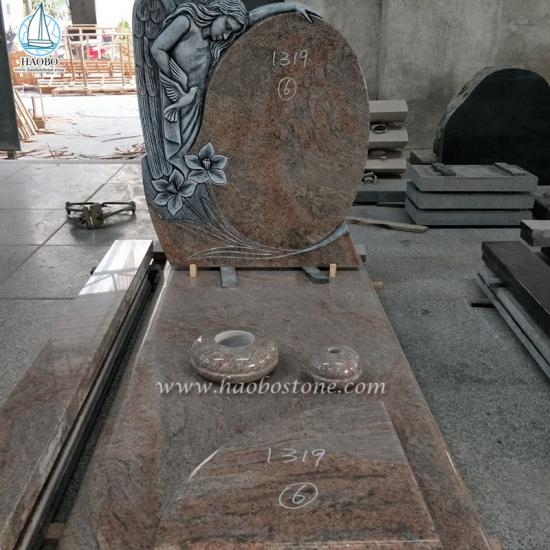Columbo Juparana Granite Angel Tombstone