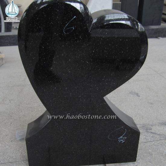 Granite Black Galaxy Granite Heart Gravestone