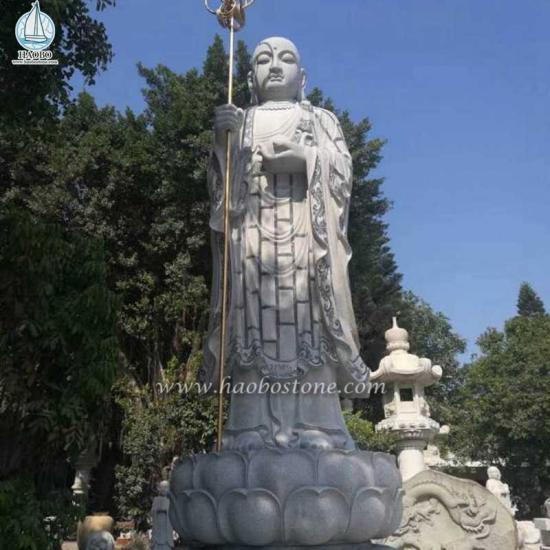  Grey Granite Hand Craft Temple Religious Buddhist Statue 