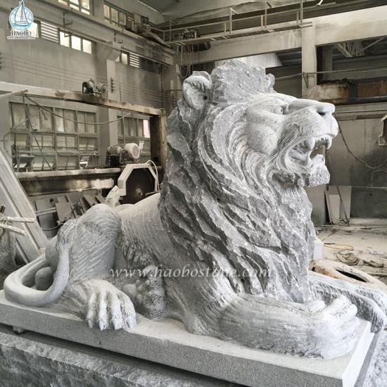 Sculpture de lion animal granit