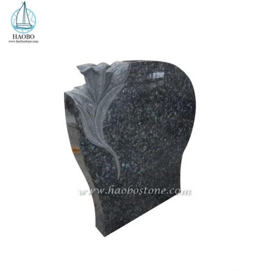 Blue Pearl Granite Lily Carved Headstone​