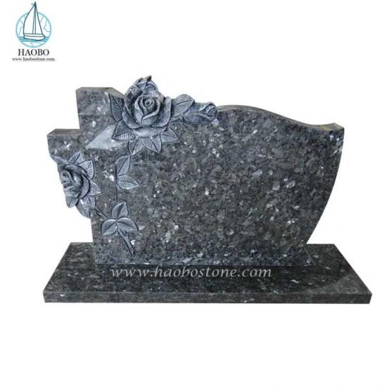 Blue Pearl Rose Carved Tombstone