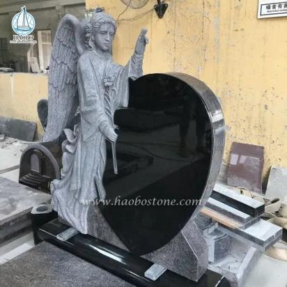 granite angel carved headstone