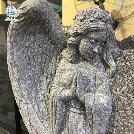 pierre tombale d'ange prière en granit